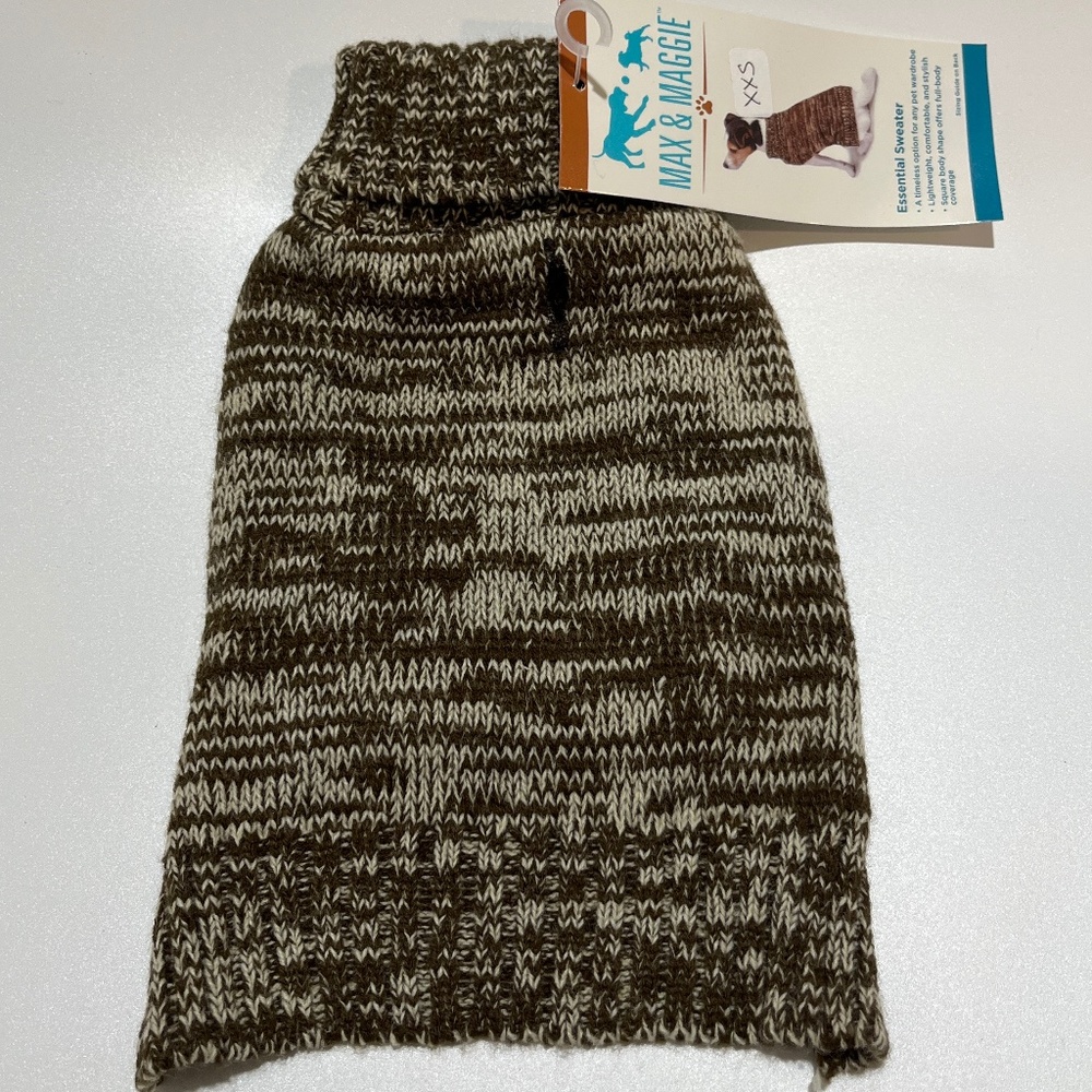 Max & Maggie xxs dog sweater brown marled acrylic lightweight sweater
